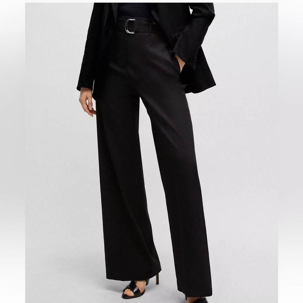 NWT BOSS Relaxed-Fit Trousers in a Linen Blend - Picture 2 of 12
